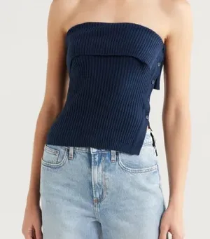 PacSun Kate Side Button Foldover Rib Tube Top Size XS thumbnail 1