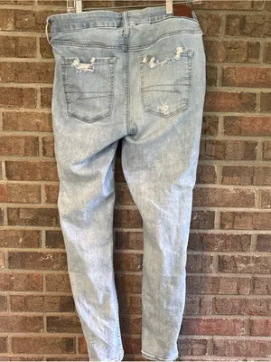 American Eagle Outfitters Light Blue Ripped Skinny Jeans thumbnail 3