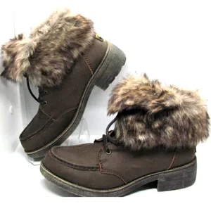 ROCKET DOG Faux Fur Trim Combat Moto Ankle Boots thumbnail 1