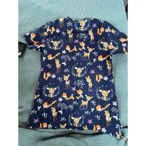 Zoe + Chloe Scrubs Uniform Medical Top Baby Deer Doe Blue Design Women’s XSmall thumbnail 10