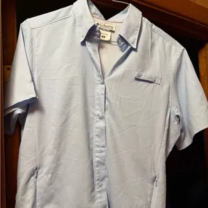Columbia ✅ Travel Fishing Shirt Women's Blue Short Sleeve Vented - Size S thumbnail 1