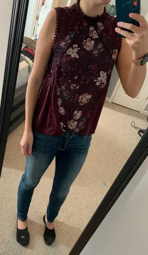 Floral Turtle Neck Tank Top thumbnail 2