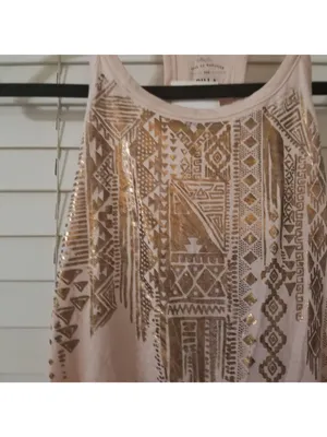 Billabong Womens Gold Tribal Print Pink Tank Top Size S thumbnail 3