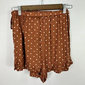 American Eagle Ruffle Wrap Shorts Womens XS Brown Polka Dot Boho Summer‎ Skort thumbnail 4