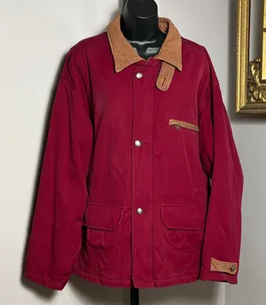 Free Country Large Burgundy Barn Chore Coat Jacket Flannel Lining thumbnail 1