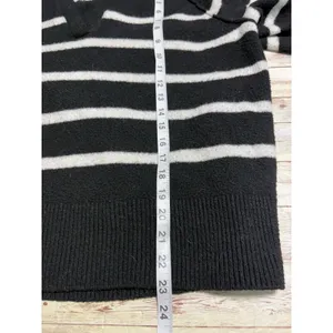 Aerie V-Neck Pullover Sweater Size XS Black White Striped Oversized Collar thumbnail 6