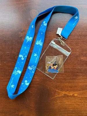 Walt Disney Travel Company Lanyard Enamel Pin and Clear Plastic Pass Holder New thumbnail 1
