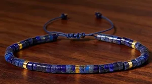 Exquisite Lapis Lazuli Bracelet - Adjustable Simple Blue Gemstone Bracelet thumbnail 1