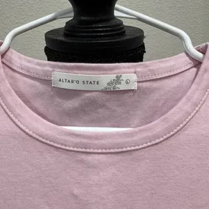 Altar'd State Pink Fitted Crop T-Shirt thumbnail 2