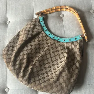 Gucci Bamboo Top Handle Handbag Canvas/ Teal Leather thumbnail 10