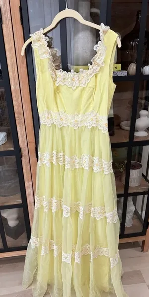 Nanette Lepore Vintage 1960s Nadine Lace Gown Union Made ILGWU Maxi Party Dress daisy flowers thumbnail 1