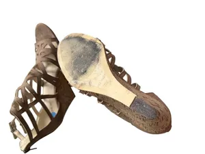 NINE WEST Beige Cage Wedges Sandals Size 7.5 thumbnail 3