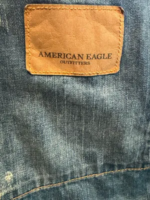 American Eagle Outfitters Denim Tote in Blue with White Logo thumbnail 5