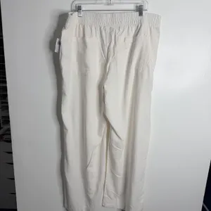 Old Navy Women Linen Blend Wide Leg Cream XL Pull On‎ Stretch NWT Casual Travel thumbnail 3