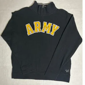 Victoria‎ Secret PINK 5th & Ocean US Army 1/4 Zip Sweatshirt Black Small GUC thumbnail 1