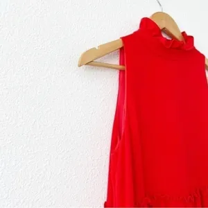 Elliatt Red Ruffle High Neck Sleeveless Tiered Holiday Wedding Swing Mini Dress thumbnail 5