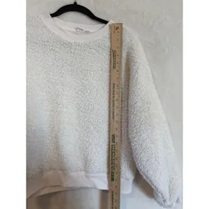 Gap Sherpa Fleece Pullover Sweatshirt Womens Medium Milk White Crew 651550-01 thumbnail 9