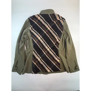 Lucky Brand Women Olive Green Plaid Back Utility Military Jacket Large 7W30591 thumbnail 2