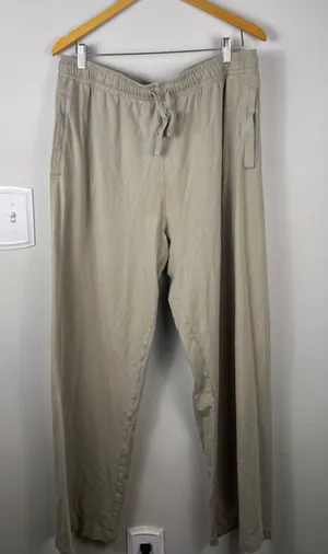 Skims Lounge Pants Womens Large Taupe Soft Wide Leg Drawstring Stretch 30” thumbnail 1
