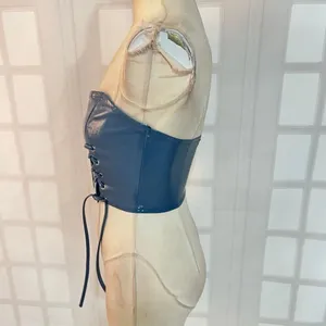 🔥🔥 5/$25 sale 🔥🔥 Tic Toc Light Blue Patent Leather Lace Up High Key Flirt Corset thumbnail 7