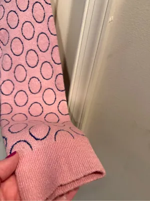 Pink Crewneck Sweater with Navy Polka Detail thumbnail 5