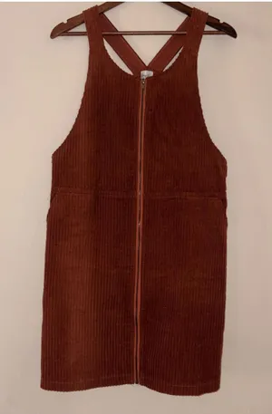 Cozy Co. Rust Corduroy Zip-Front Overall Dress Size Large thumbnail 1