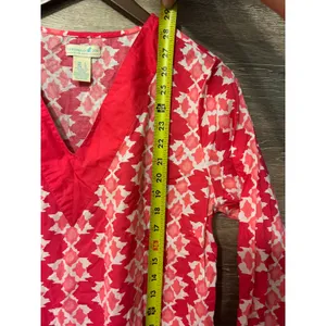 Caribbean Joe size Large tunic women Pink Resort Pool V neck Vacation Tunic thumbnail 5