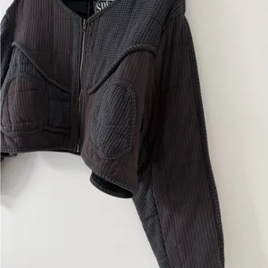 ✨NWT- POL Quilted Waffle Knit Textured Full Zip Bomber Jacket size Large thumbnail 5