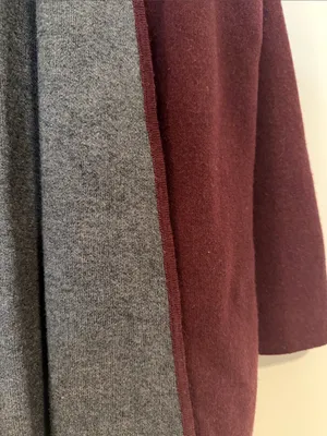 Ann Taylor Reversible Open-Front Cardigan in Burgundy and Gray thumbnail 3