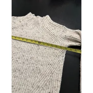 Madewell Donegal Ribbed Mock‎ Neck Sweater Cream Grey Flecked XS Pullover thumbnail 3