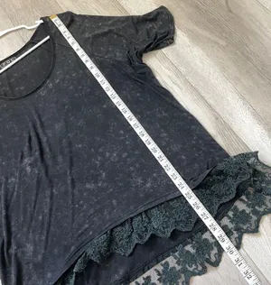 Bohemian Chic Top lace trim pol womens Black (large) whimsigoth witch grunge thumbnail 6