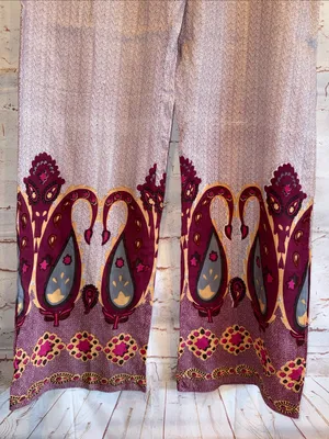 PJ Salvage Boho Pink Wide-Leg dot Printed Lounge Pants Burgundy Trim medium thumbnail 3