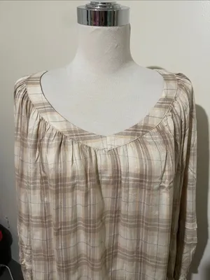 LC Lauren Conrad Beige Plaid Scoop-Neck Tunic thumbnail 3