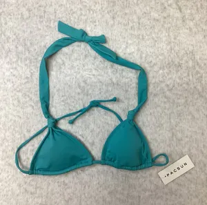 PacSun Eco Teal Blue Triangle Bikini Top Halter Swimwear Small NEW‎ 0642-040 thumbnail 1