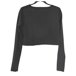 Lululemon Womens Ebb to Street Long Sleeve Shirt Ribbed Cropped Top‎ Black Sz 12 thumbnail 6