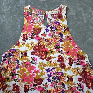 Natural Life Katie Floral Maxi Dress L XL Sleeveless Vibrant Boho Pockets Print thumbnail 7