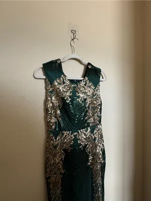 Baltic Born Azura Green Gold Sequin Formal Evening Wedding Guest Gown Dress thumbnail 3