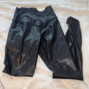 Shiny black aerie crossover leggings thumbnail 1