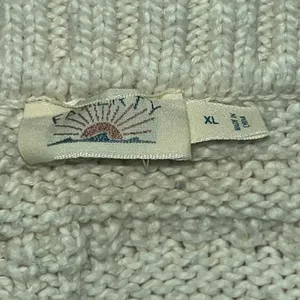 Faherty Women's Organic Cotton Ivory Striped Cropped Sailor Collar Sweater XL thumbnail 3