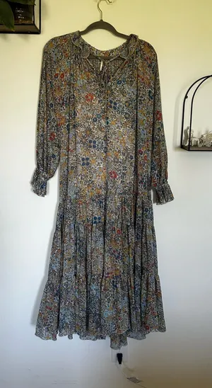 Free People Feeling Groovy Floral 70’s Style Boho Hippie‎ Maxi Dress Size XS thumbnail 1