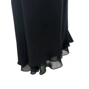 Evan Picone Black Midi Dress 12 Sheer Sleeve Asymmetrical Hem Y2K Cocktail LBD thumbnail 9