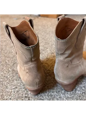 Suede Western Ankle Boot in Tan thumbnail 6