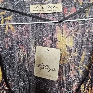 NWT Free People Angelina cropped floral combo long sleeve top blouse sz Medium thumbnail 5
