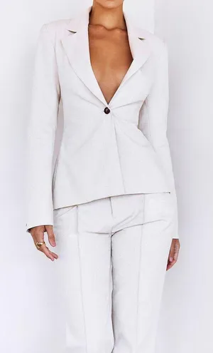 House Of CB Being White Open Back Lace Up Suit blazer Jacket Top Blouse Shirt thumbnail 6
