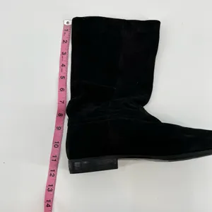 ALDO Black Leather Round Toe gold buckle Pull On Mid Calf Boots Women’s Size 10 thumbnail 4