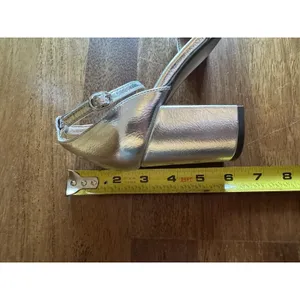 LOFT Silver Metallic Heel Ankle Strap Block Size 7.5M Round Closed Toe NEW thumbnail 9