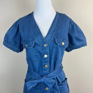 Maurices Denim Shirt Dress Small Button Up Stretch Coastal Cowgirl Boho Belted S thumbnail 13