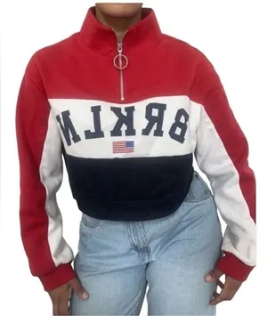 H&M Divided Size Small Red, White, & Blue Brooklyn 1/4 Zip Pullover Sweatshirt thumbnail 1