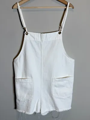 Show Me Your Mumu Trude Romper Women's Large Seashell White Denim Boho Festival thumbnail 7