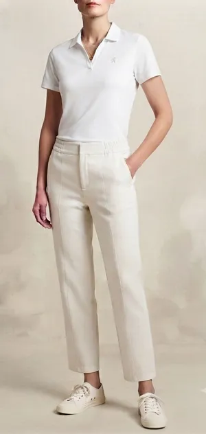 Calia Trousers Women Size M White Minimalist Elastic‎ Back Front Seam Pants thumbnail 1
